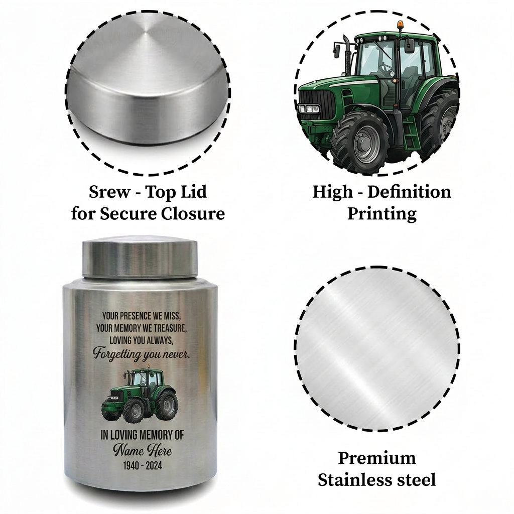 Personalized Farmer UV Printed Urn Forgetting You Never Dad Grandfather Husband Funeral Display Bereavement Tribute Ash Holder Two Sizes Memorial Keepsake Urn, Memorial Gift, In Loving Memory - Image 3