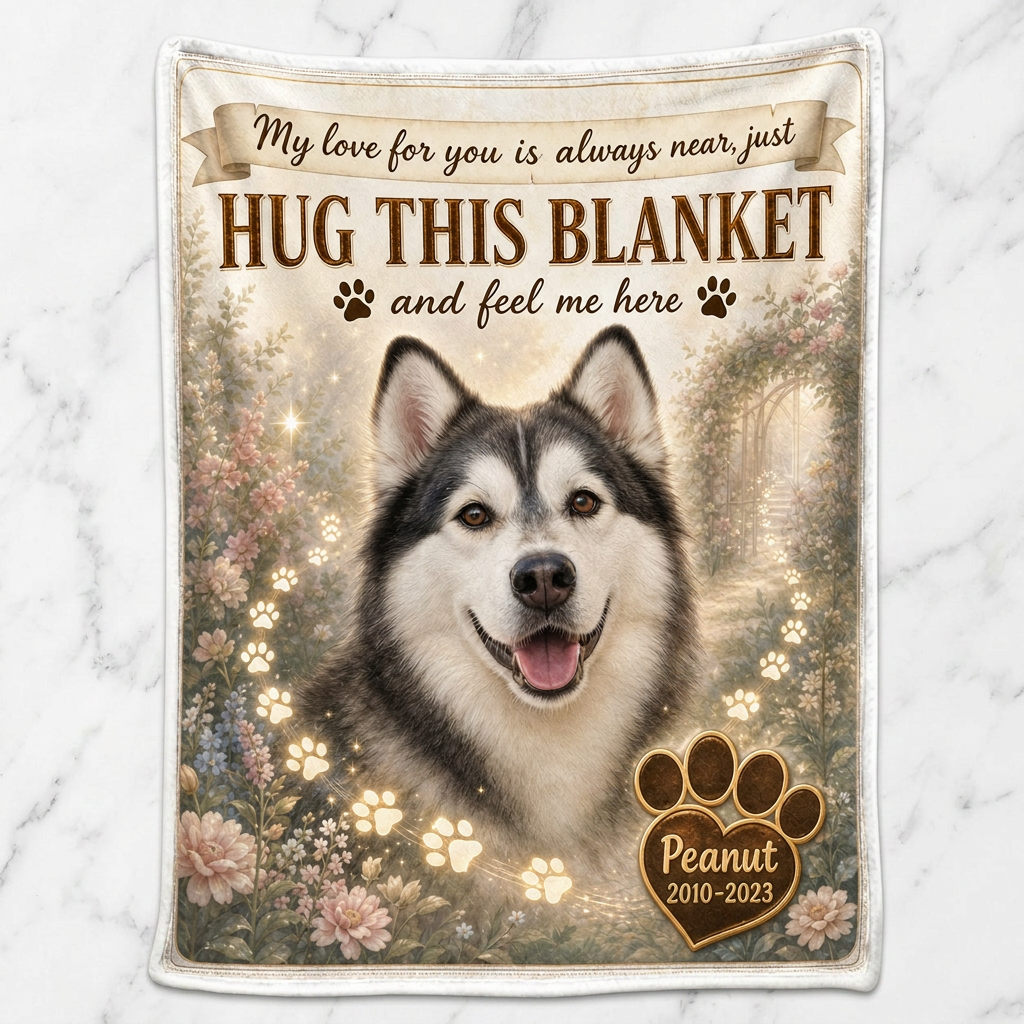 Personalized Pet Memorial Photo Fleece Blanket - Dog Cat Loss Sympathy Gift, Custom Name & Years - Image 3