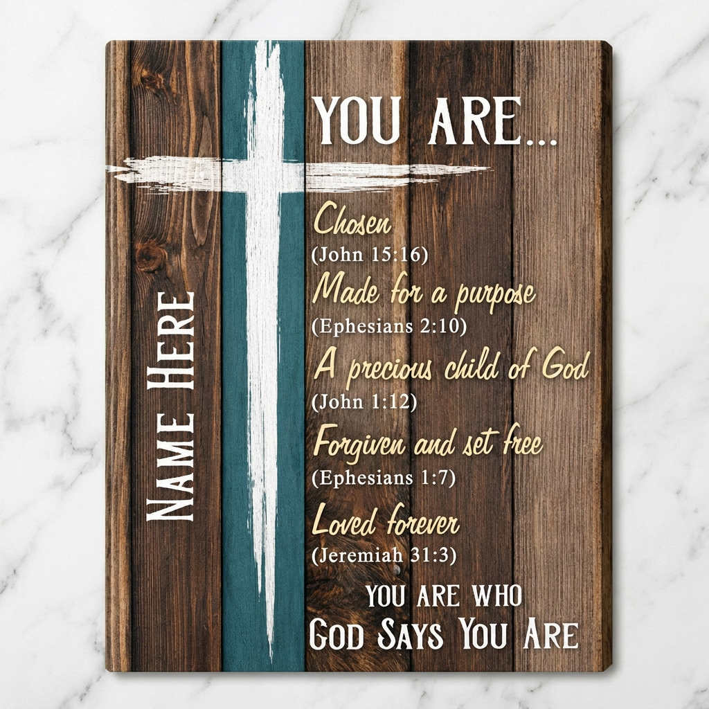 Personalized God Says You Are Christian Wall Canvas Bible Verse Gift for Women - Image 3