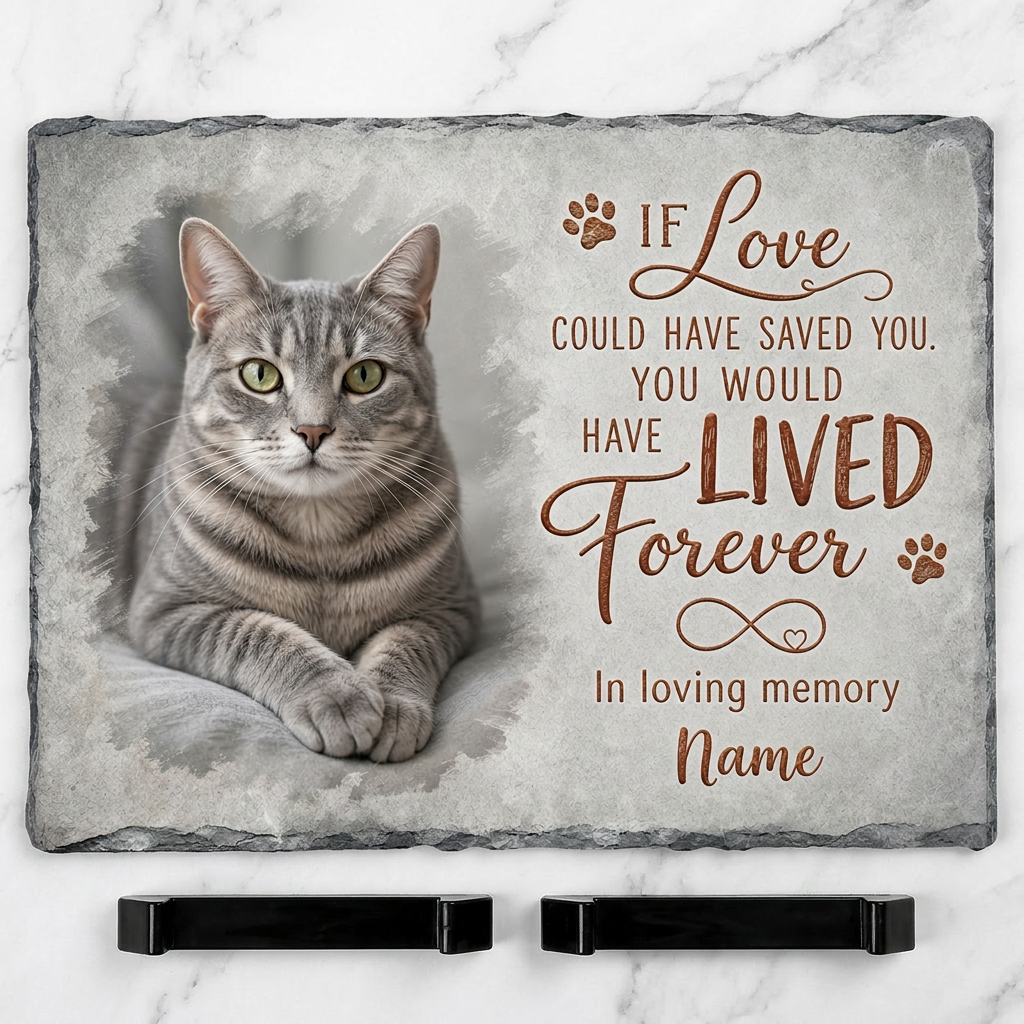 Personalized Cat Memorial Slate Plaque – Pet Loss Sympathy Garden Stone Gift - Image 3