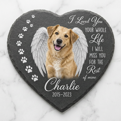 Personalized Dog Photo Memorial Garden Stone with Angel Wings, Pet Loss Gift - Image 3