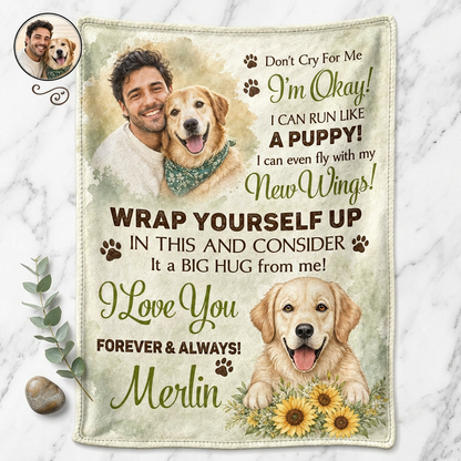 Personalized Dog Memorial Photo Fleece Blanket - Pet Loss Sympathy Gift for Grieving Owners - Image 3