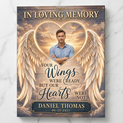 Personalized Memorial Photo Canvas with Angel Wings - Custom Bereavement Gift - Image 3