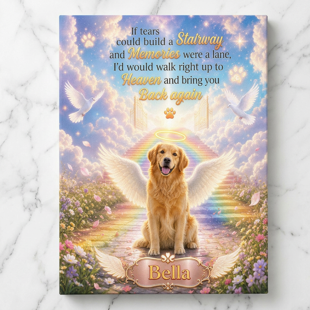 Personalized Pet Memorial Canvas Wall Art, Custom Dog Portrait Photo Print, Dog Loss Sympathy Gift - Image 3