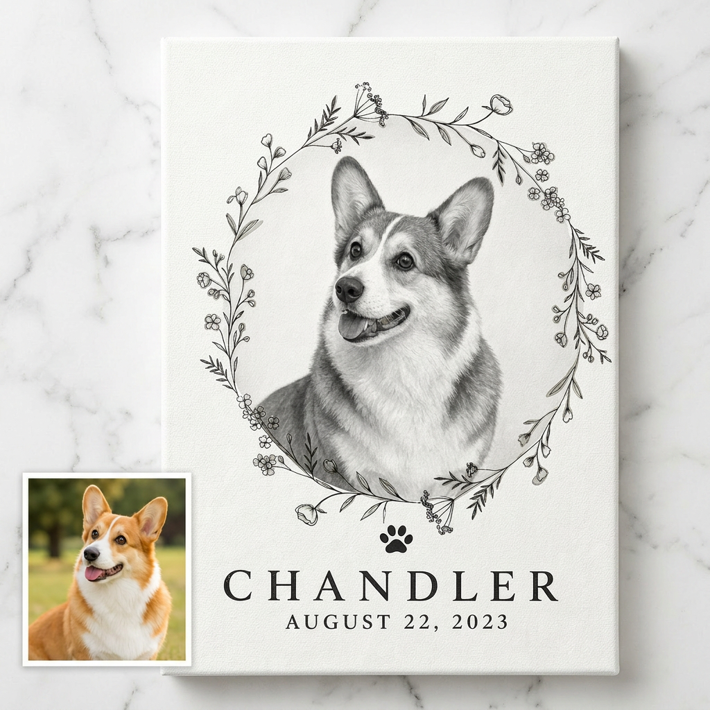 Personalized Pet Memorial Portrait Canvas Print - Custom Dog Loss Gift Wall Art - Image 3