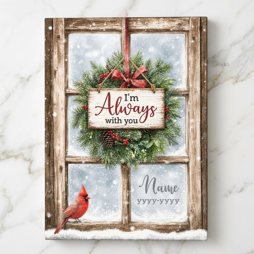 Personalized Cardinal Memorial Canvas Wall Art – Christmas Remembrance Sympathy Gift - Image 3
