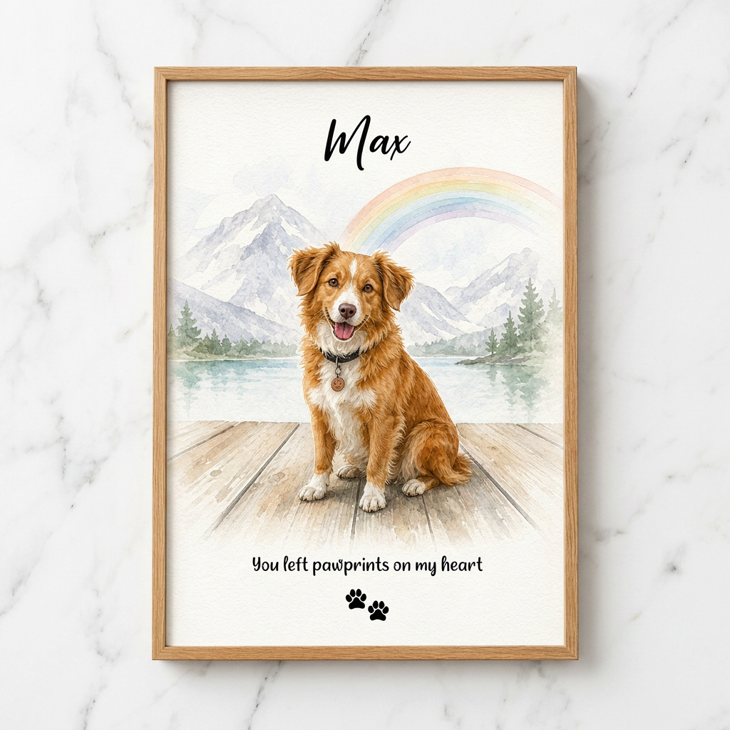 Personalized Pet Memorial Wall Canvas Rainbow Bridge Dog Remembrance Gift - Image 3