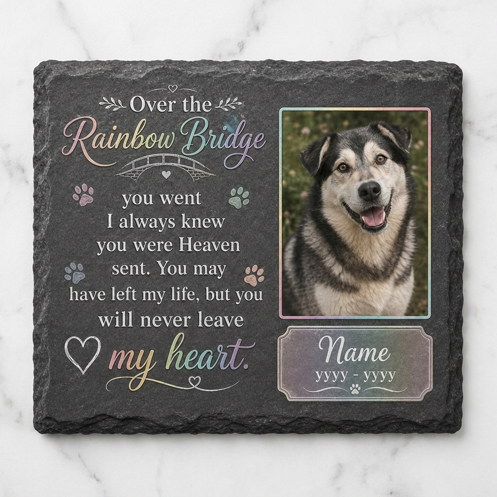 Personalized Rainbow Bridge Dog Memorial Garden Stone, Pet Loss Remembrance Gift - Image 3