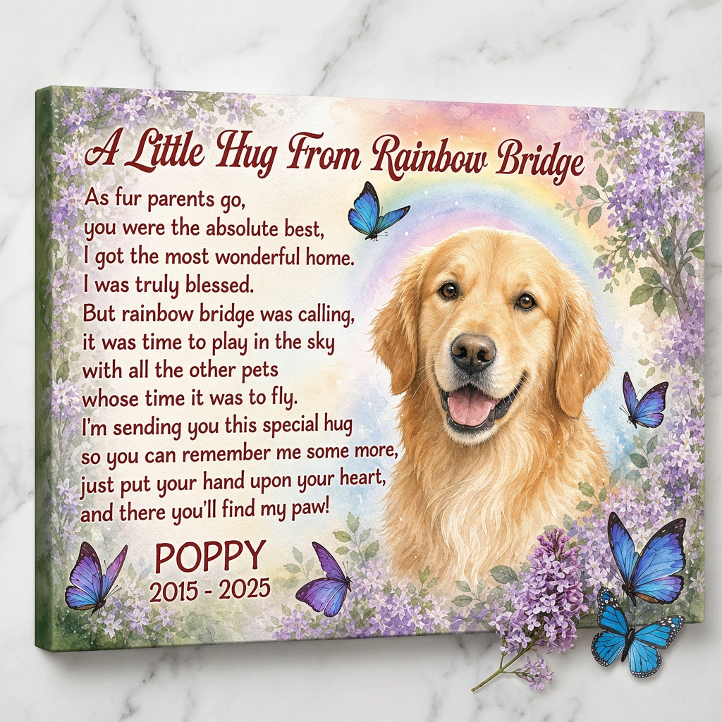 Personalized Pet Memorial Canvas Wall Art - Custom Dog Photo Rainbow Bridge Sympathy Gift - Image 3