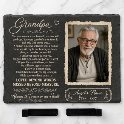 Personalized Grandpa Memorial Garden Stone – Slate Plaque for Loss of Grandfather - Image 3