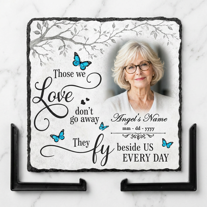 Personalized Memorial Garden Stone with Photo, Butterfly Sympathy Gift for Loved One - Image 3