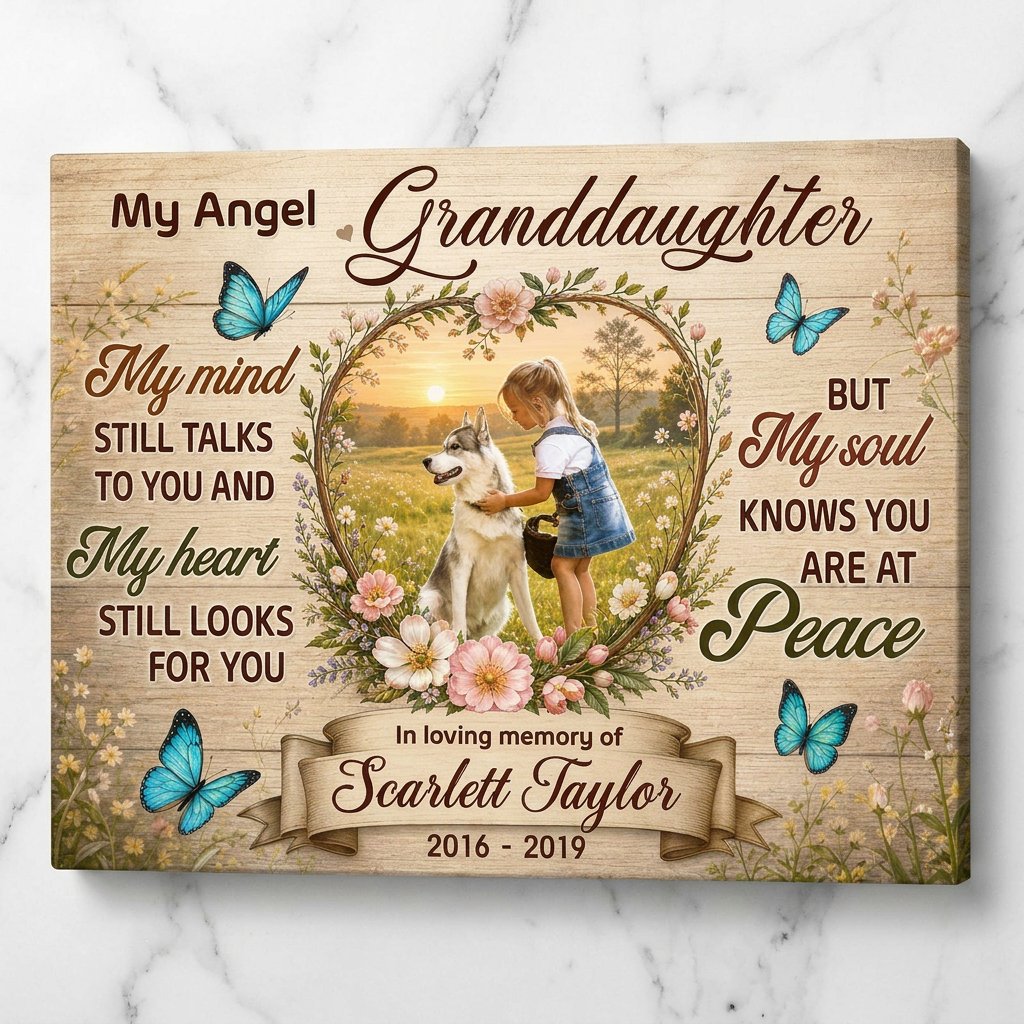 Personalized Loss of Granddaughter Memorial Canvas Wall Art Sympathy Gift - Image 3