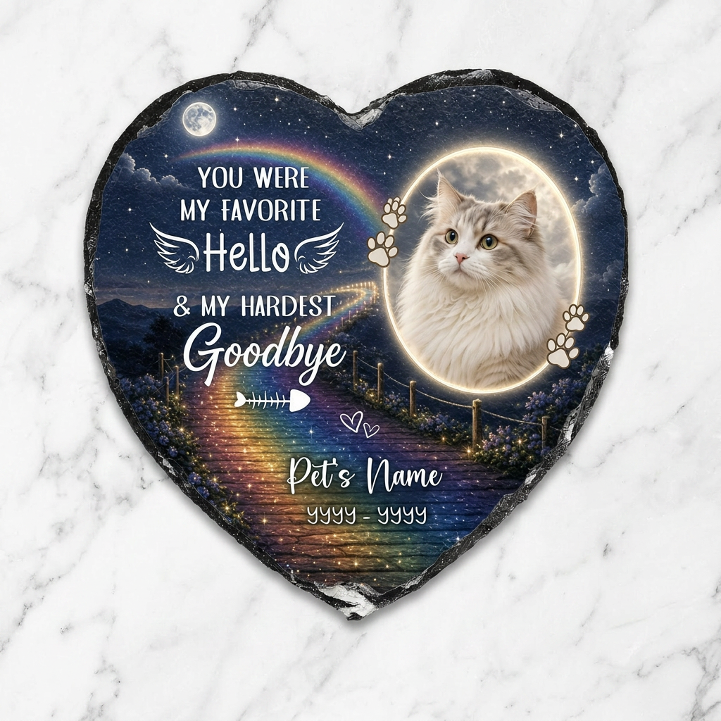 Personalized Pet Memorial Heart Slate Stone with Custom Photo – Cat Dog Loss Gift - Image 3