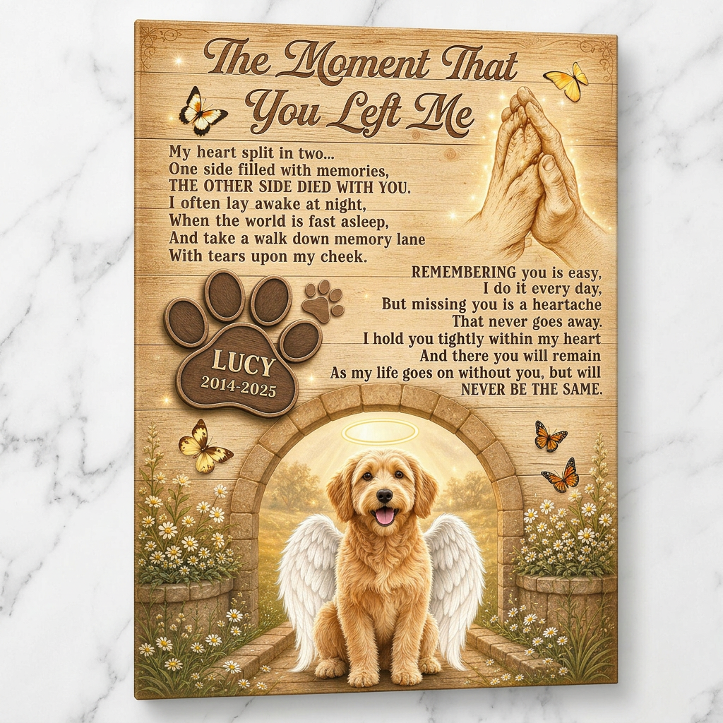 Personalized Dog Memorial Canvas Wall Art - Pet Loss Remembrance Gift with Angel Wings - Image 3