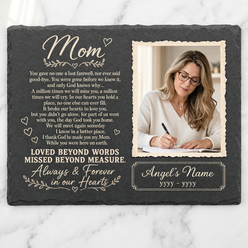 Personalized Mom Memorial Garden Stone – Rectangle Slate Gift for Loss of Mother - Image 3