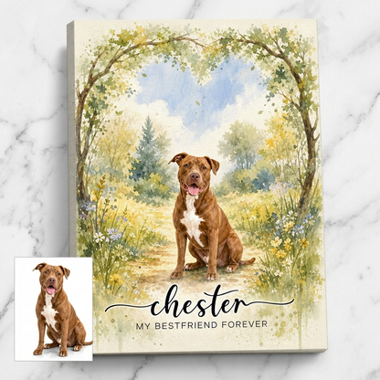 Personalized Pet Memorial Wall Canvas Custom Dog Portrait My Bestfriend Forever Art - Image 3