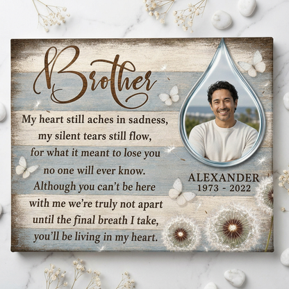 Personalized Brother Memorial Wall Canvas, Loss of Brother Remembrance Gift, Brother in Heaven - Image 3