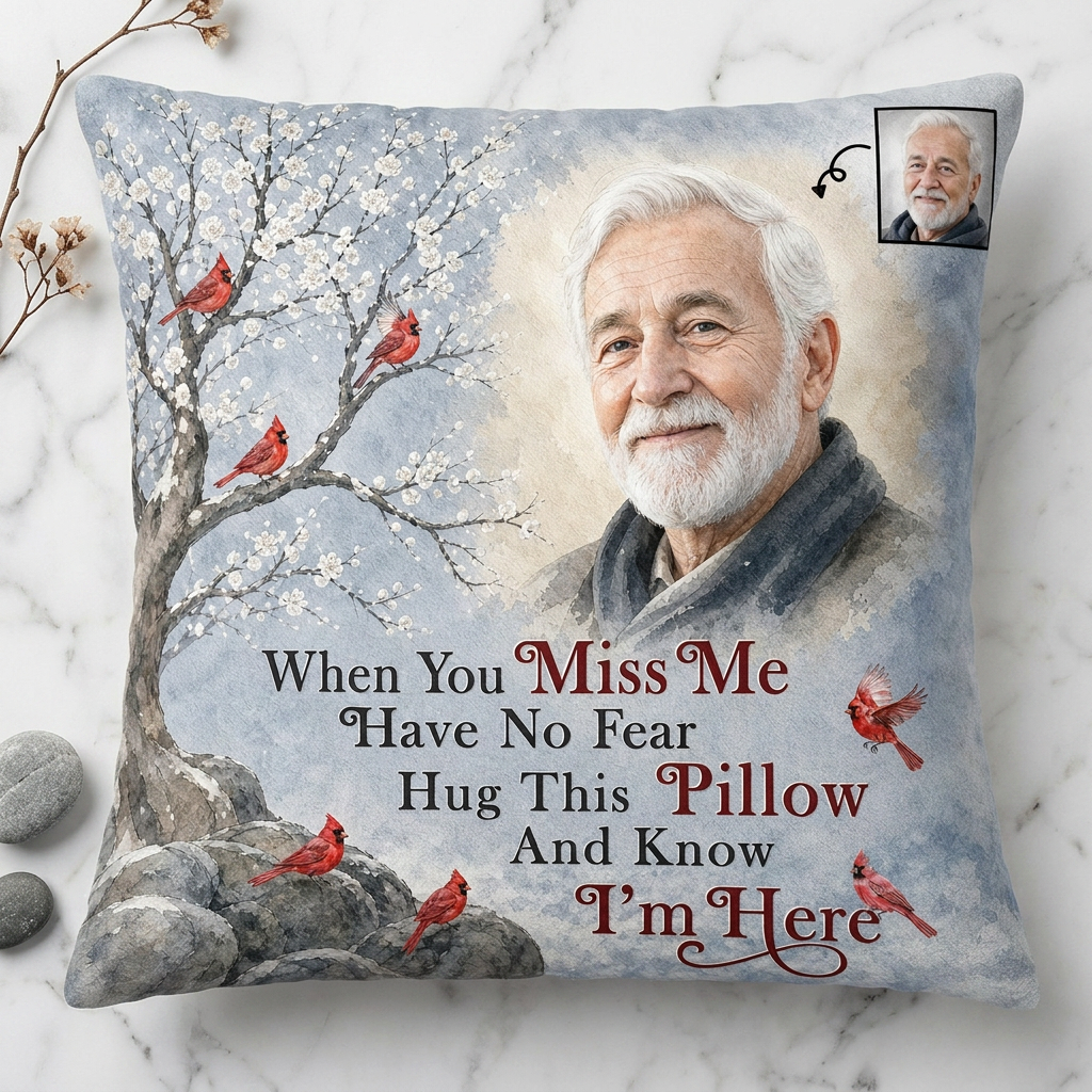 Personalized Photo Memorial Pillow When You Miss Me - Sympathy Gift for Loss of Dad or Grandpa - Image 3