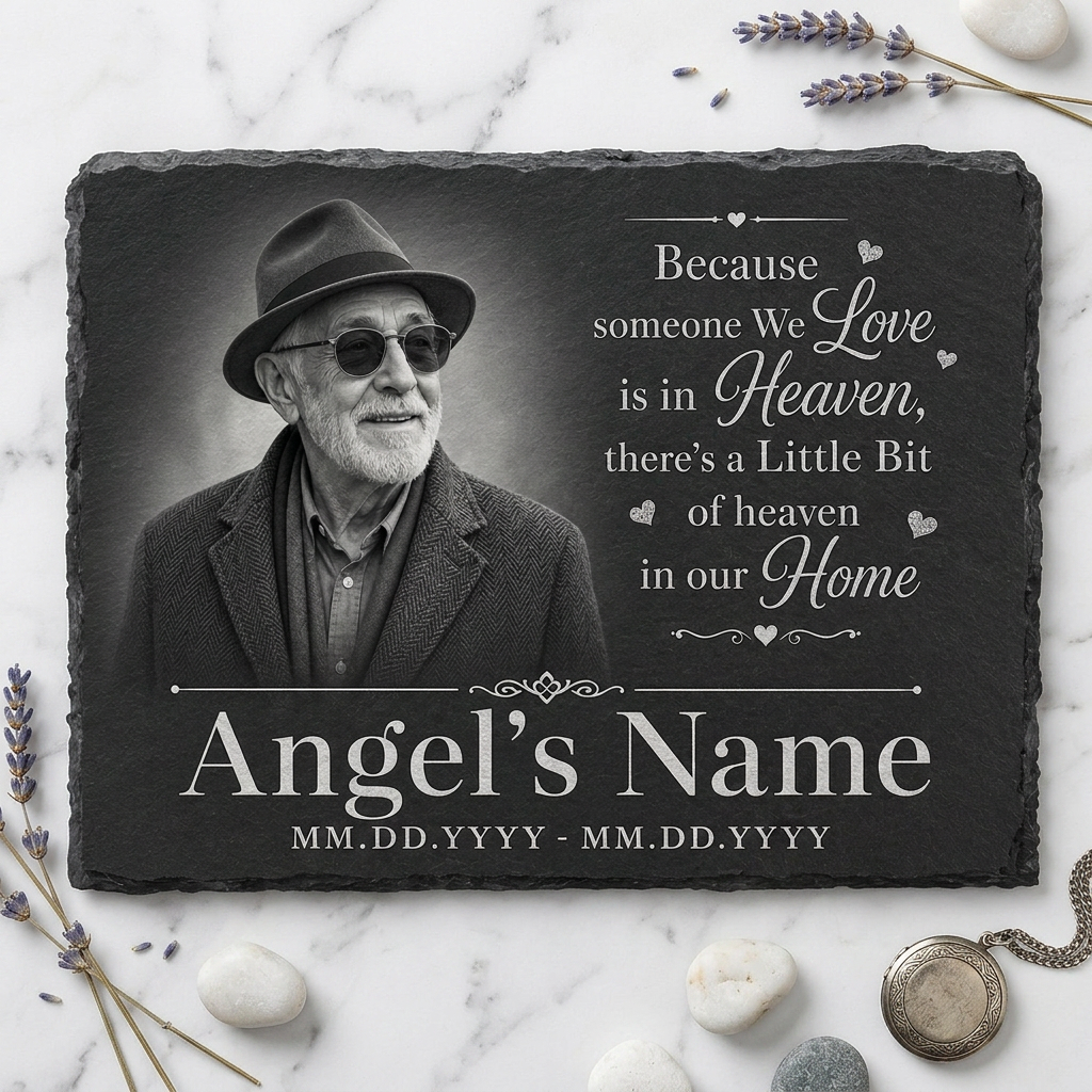 Personalized Memorial Slate Stone Plaque with Photo – Custom Sympathy Gift for Loved One - Image 3