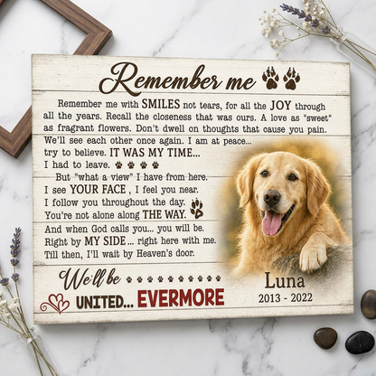 Personalized Dog Memorial Photo Canvas Print, Pet Loss Sympathy Gift, Remember Me Wall Sign - Image 3