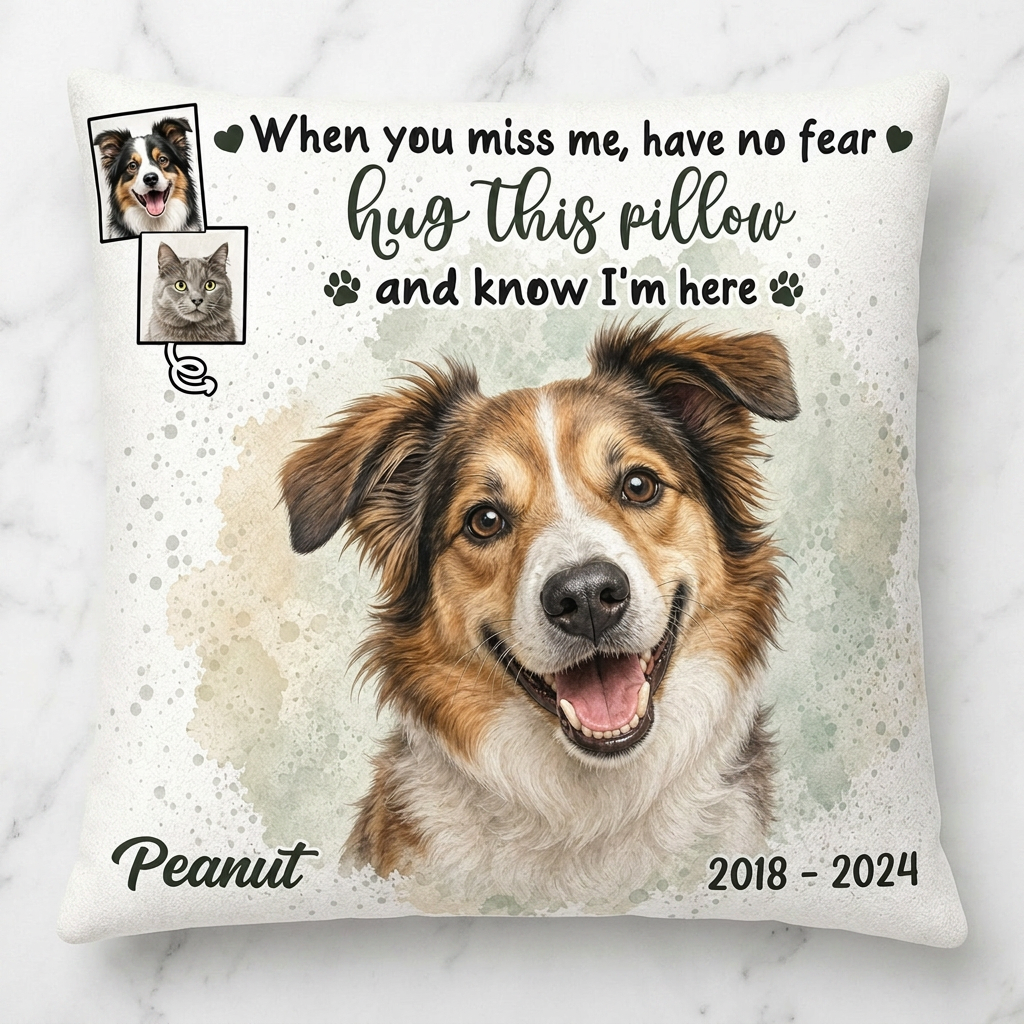 Personalized Pet Memorial Photo Pillow for Dog & Cat Loss - Hug This Pillow Sympathy Gift - Image 3