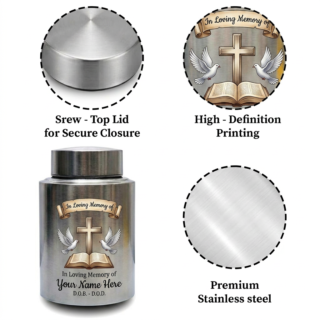 Personalized Baby Loss Infant Bereavement Stainless Steel Urn, Even In Heaven Our Baby You'll Be Quote, 4 Colors Silver Black Gold Red, Memorial Keepsake Urn, Memorial Gift, In Loving Memory - Image 3