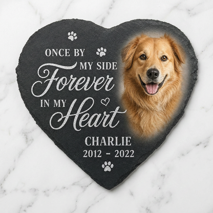 Personalized Heart Shaped Dog Memorial Stone with Photo – Pet Loss Gift - Image 3