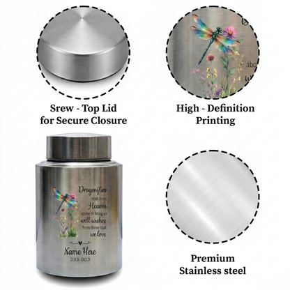 Personalized Dragonfly Stainless Steel Cremation Urns for Human Ashes Custom Sympathy Loss of Loved One Funeral Burial Ash Container Memorial Keepsake Urn, Memorial Gift, In Loving Memory - Image 3