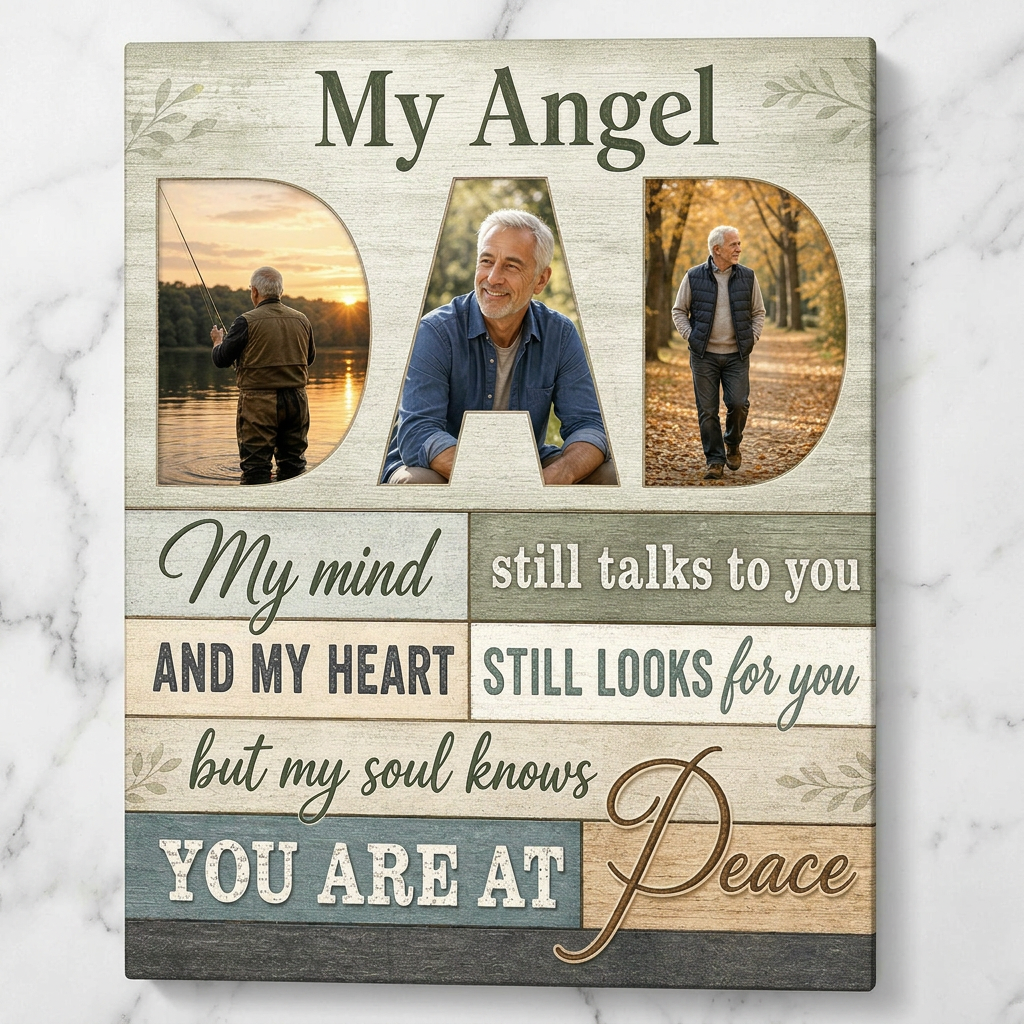 Personalized Dad Angel Memorial Canvas Photo Print for Loss of Father - Image 3