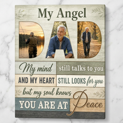 Personalized Dad Angel Memorial Canvas Photo Print for Loss of Father - Image 3