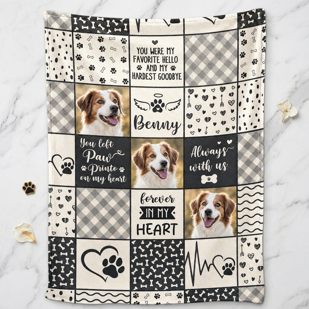 Personalized Pet Memorial Photo Fleece Blanket - Dog Loss Remembrance Gift for Pet Owners - Image 3
