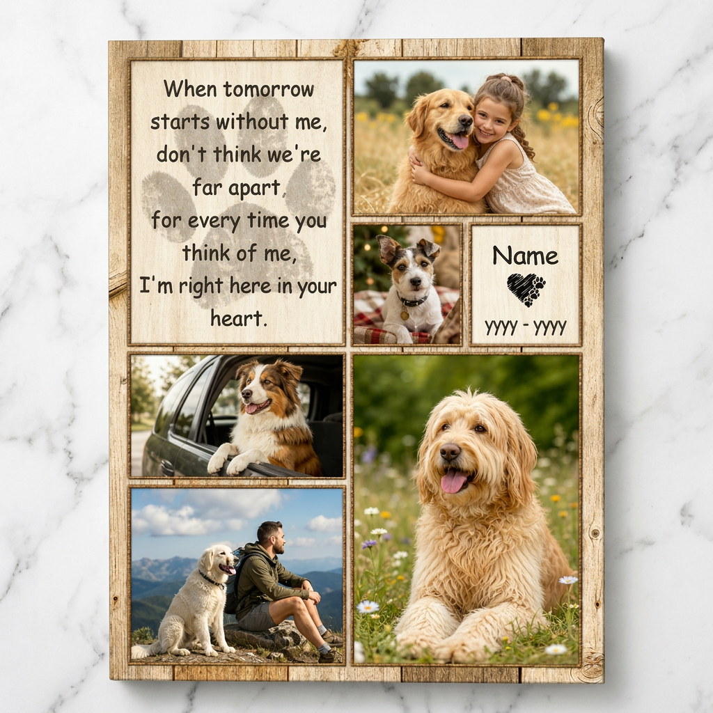 Personalized Dog Memorial Photo Collage Wall Canvas - Pet Loss Sympathy Gift for Dog Lovers - Image 3