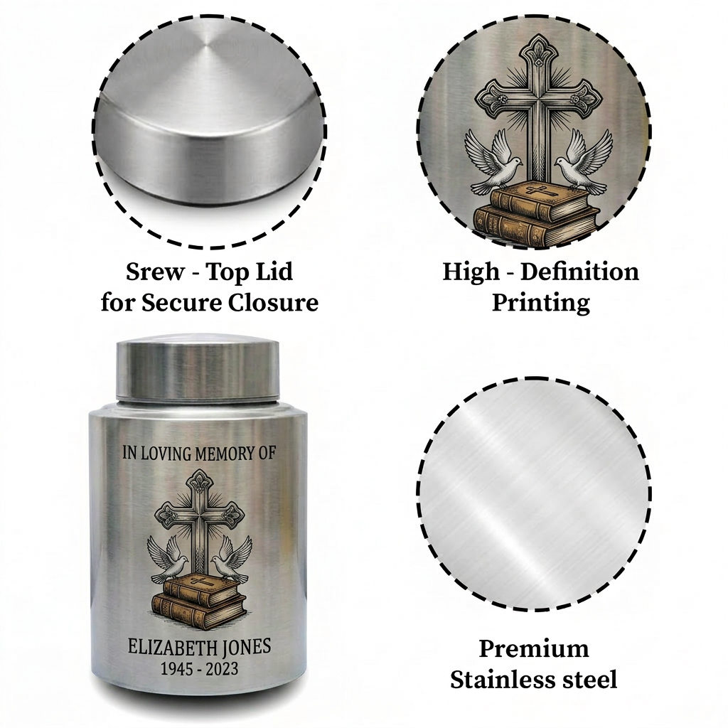 Personalized Motorcycle Stainless Steel Urns for Human Ashes Dad Husband Men Riding Free Biker Tribute UV Printed Large Small Sizes Memorial Keepsake Urn, Memorial Gift, In Loving Memory - Image 3