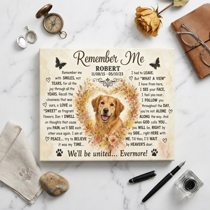 Personalized Dog Memorial Canvas Wall Art - Custom Pet Photo Print with Name & Dates - Image 3