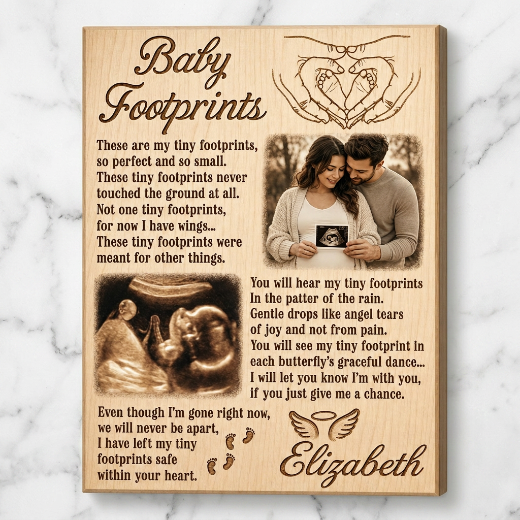 Personalized Baby Footprints Memorial Wall Canvas for Pregnancy & Infant Loss Remembrance - Image 3