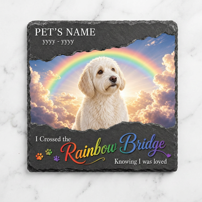 Personalized Rainbow Bridge Dog Memorial Slate Stone – Pet Loss Sympathy Gift - Image 3