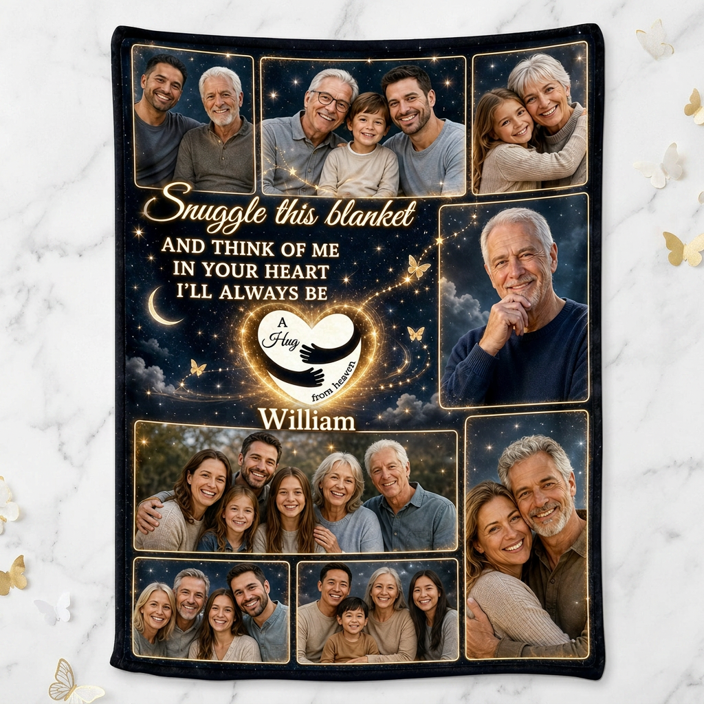 Personalized Memorial Photo Fleece Blanket - In Loving Memory Sympathy Gift for Family - Image 3