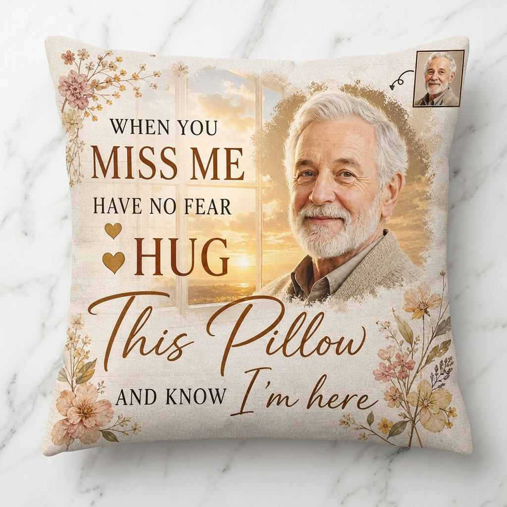 Personalized Memorial Photo Pillow - When You Miss Me Hug This Pillow - Sympathy Loss Gift - Image 3