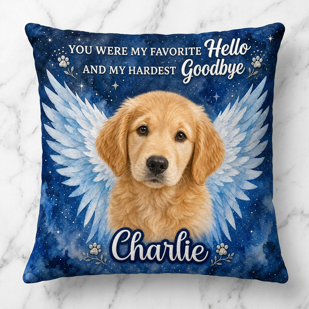 Personalized Pet Memorial Photo Pillow - Custom Dog Loss Sympathy Gift, Rainbow Bridge Remembrance - Image 3