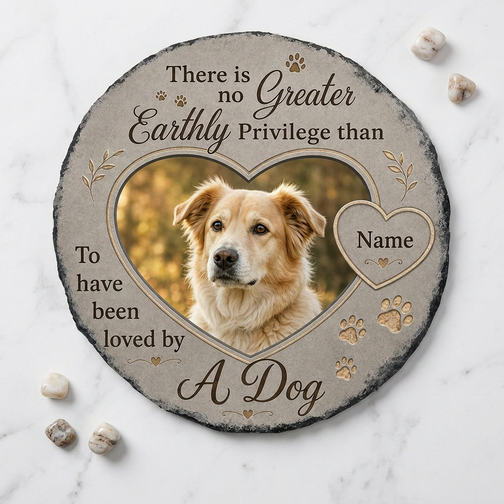 Personalized Dog Memorial Garden Stone With Photo – Pet Loss Keepsake Gift - Image 3