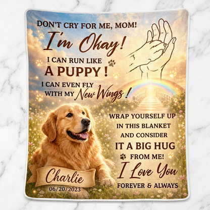 Personalized Dog Memorial Fleece Blanket - Custom Photo Pet Loss Sympathy Gift for Dog Mom - Image 3