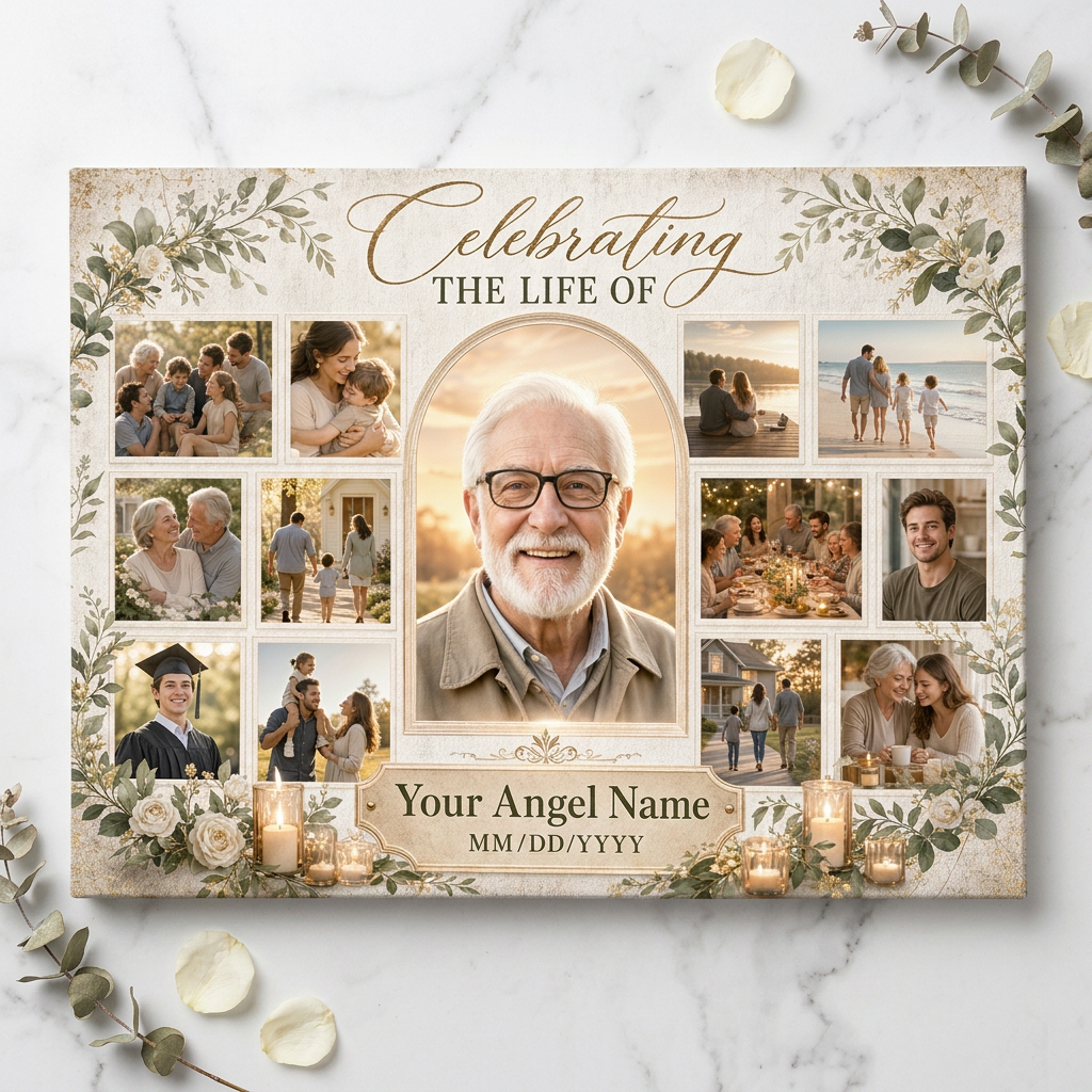 Personalized Memorial Photo Collage Wall Canvas Celebration of Life Sympathy Keepsake Remembrance Gift - Image 3