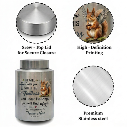 Personalized Squirrel Bible Verse Urn for Human Ashes, Christian Cross UV Printed Cremation Receptacle for Adult or Pet Loss, Large Options, Memorial Keepsake Urn, Memorial Gift, In Loving Memory - Image 3