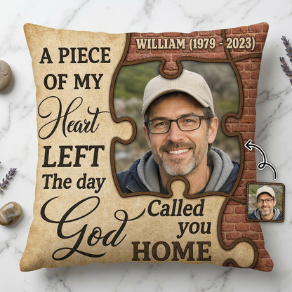 Personalized Photo Memorial Pillow A Piece of My Heart Sympathy Gift for Loss of a Loved One - Image 3