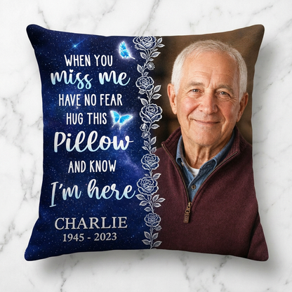 Personalized Photo Memorial Pillow - Hug This and Know I'm Here Sympathy Remembrance Gift - Image 3