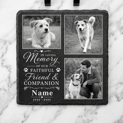 Personalized Dog Memorial Slate with 3 Photos – Pet Loss Memorial Stone Gift - Image 3