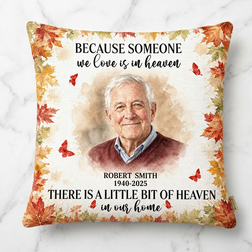 Personalized Photo Memorial Pillow - A Little Bit of Heaven in Our Home Remembrance Gift - Image 3