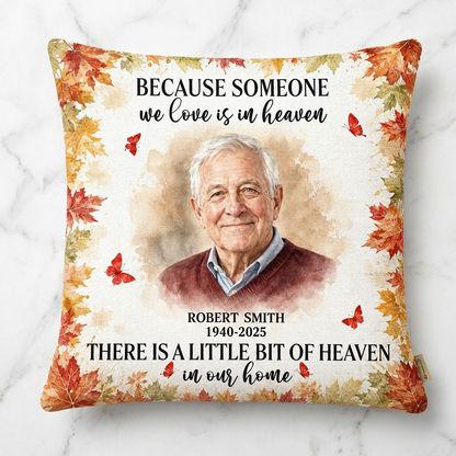 Personalized Photo Memorial Pillow - A Little Bit of Heaven in Our Home Remembrance Gift - Image 3