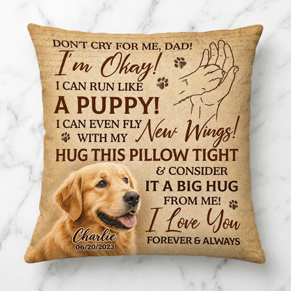 Personalized Dog Memorial Photo Pillow - Pet Loss Remembrance Keepsake Gift for Dad - Image 3
