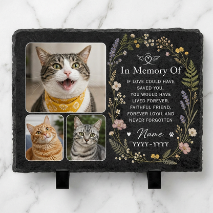 Personalized Cat Memorial Garden Stone Custom Photo Slate Pet Sympathy Gift - Image 3